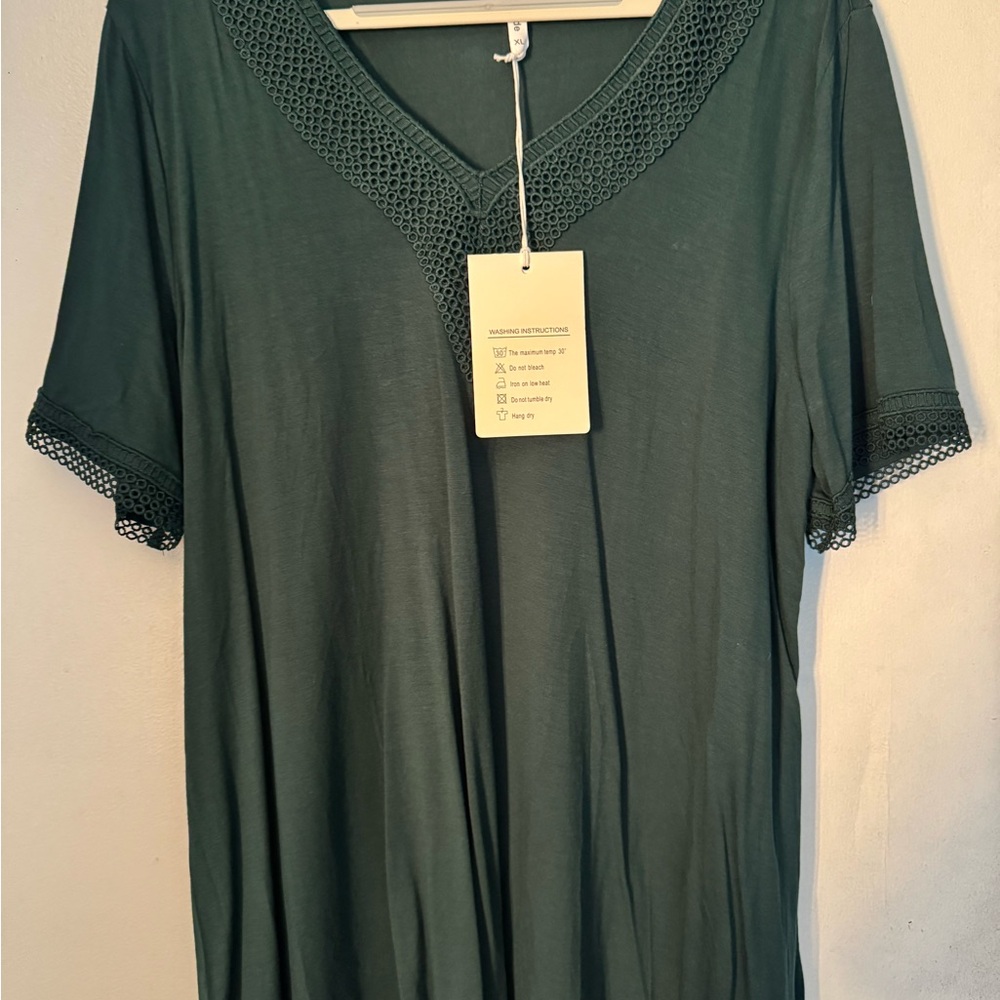 Green Lace Trim Top